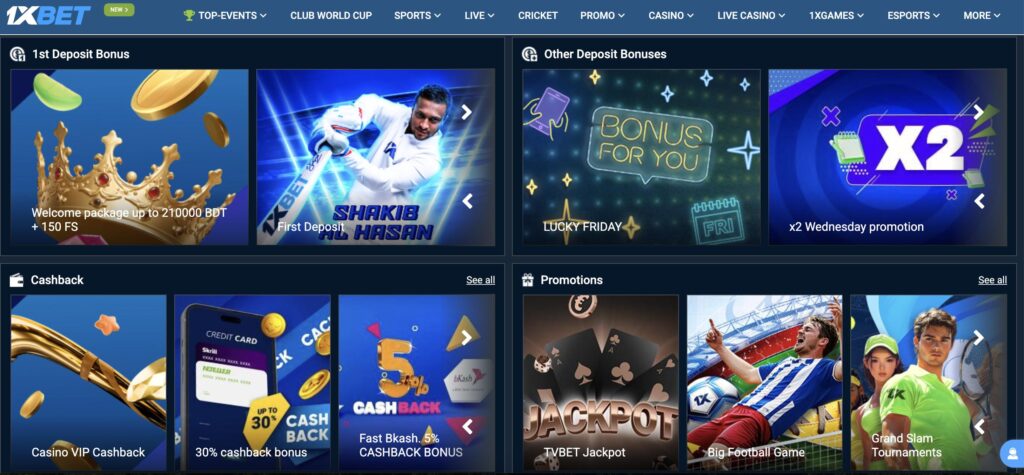 1xBet bonus lobby
