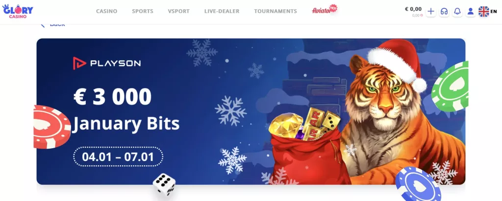 Glory Casino Tournaments January Bits