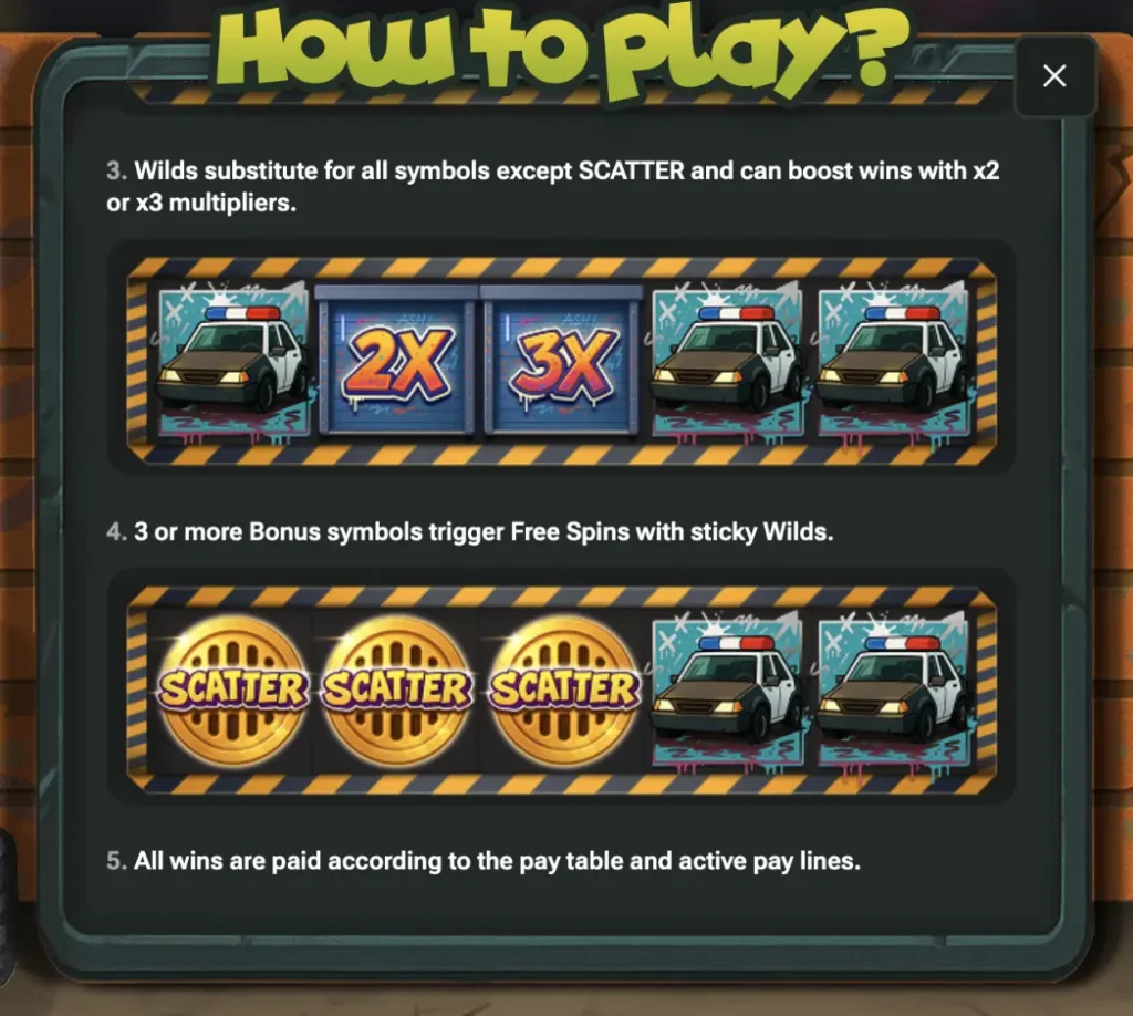An in-game explanation of the Wild multiplier and Scatter bonus symbols in Chicken Royal