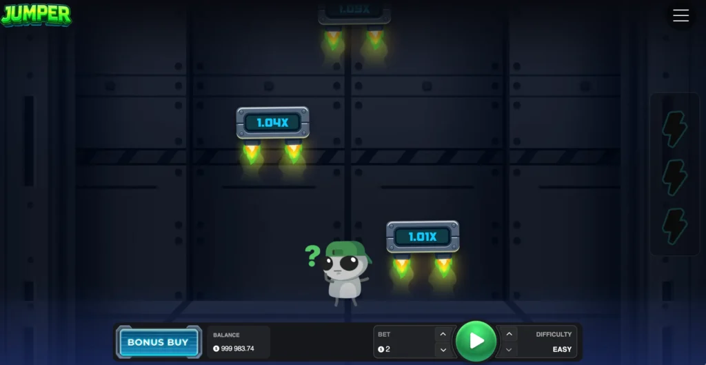 Main page screen of jumper game in Glory casino lobby