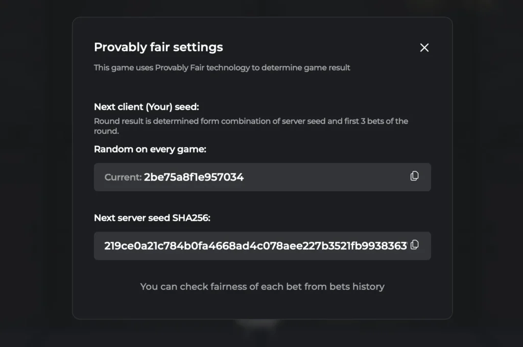 Provably Fair System area for Jumper game